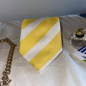 Yellow and White Striped Men's Tie